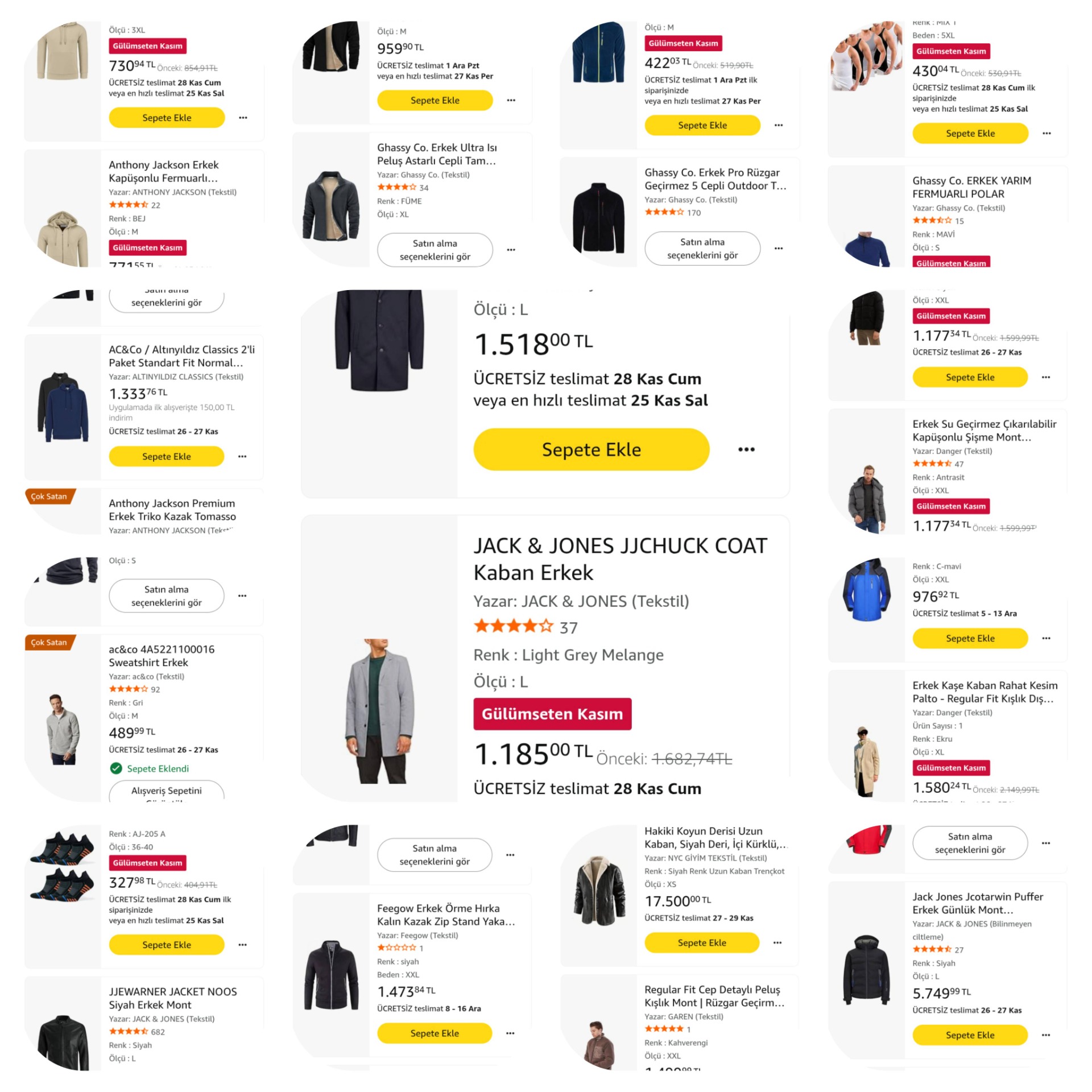 Amazonda Erkek giyim Kasım da efsane...