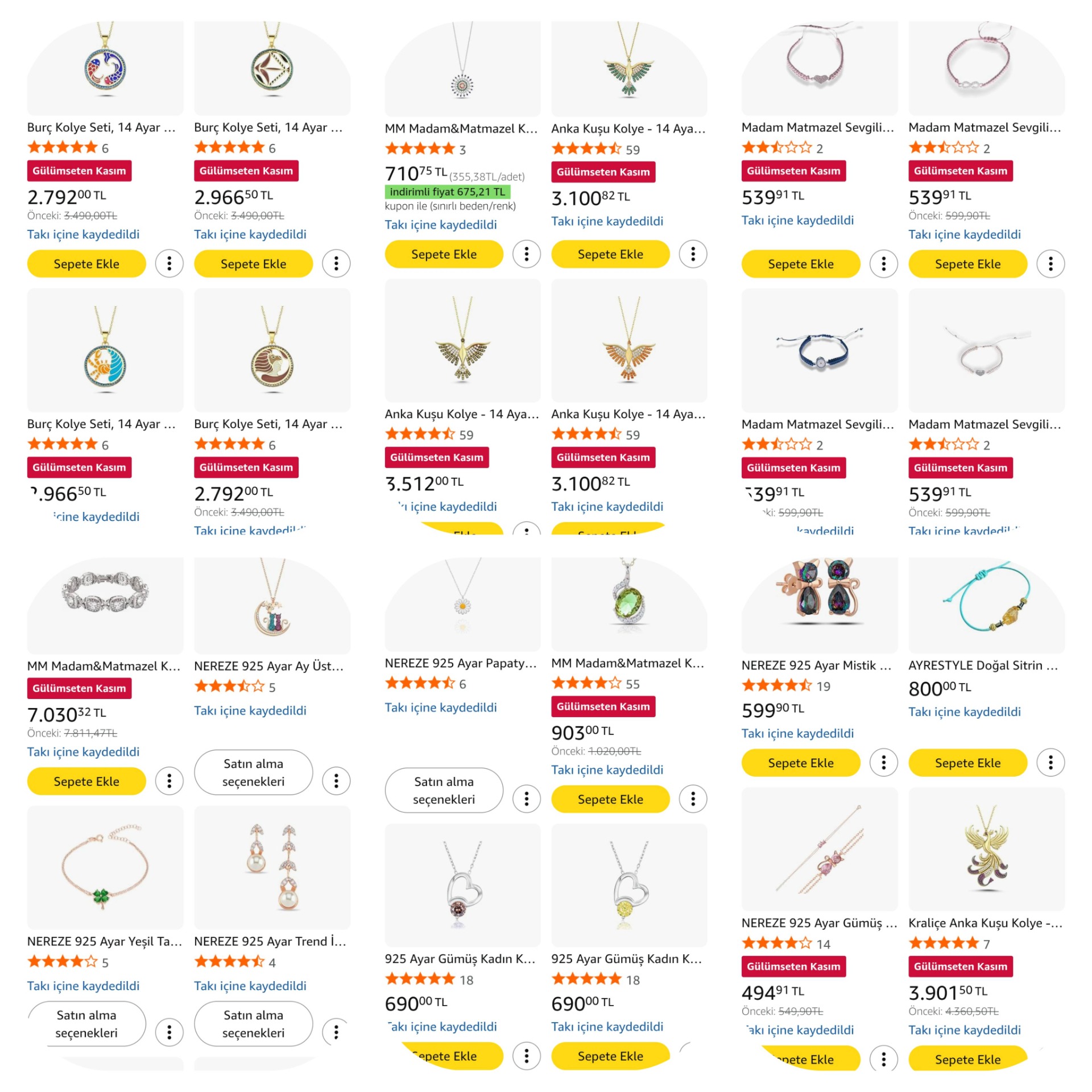 Amazon da takı listeme bak...